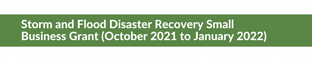 Storm and Flood Disaster Recovery Small Business Grant (October 2021 to January 2022)